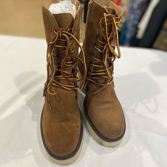 Free people Dylan Lace up boots Chunky Heel Women Size 8 - Picture 3 of 10